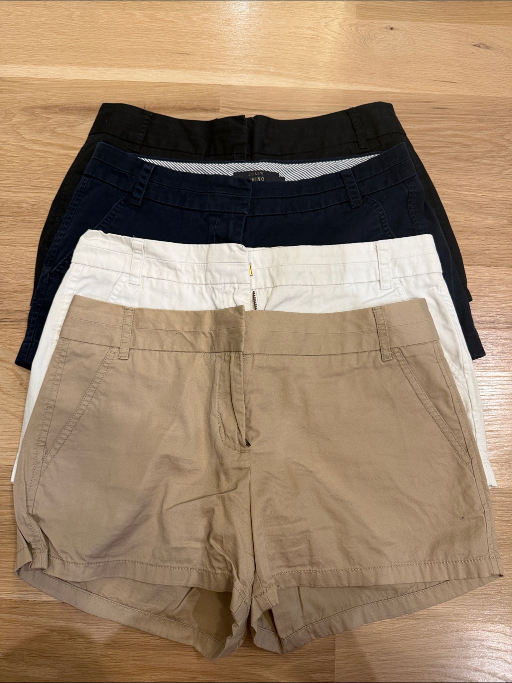 J. Crew Women's 3.5” Shorts Pack White, Tan, Navy, Black